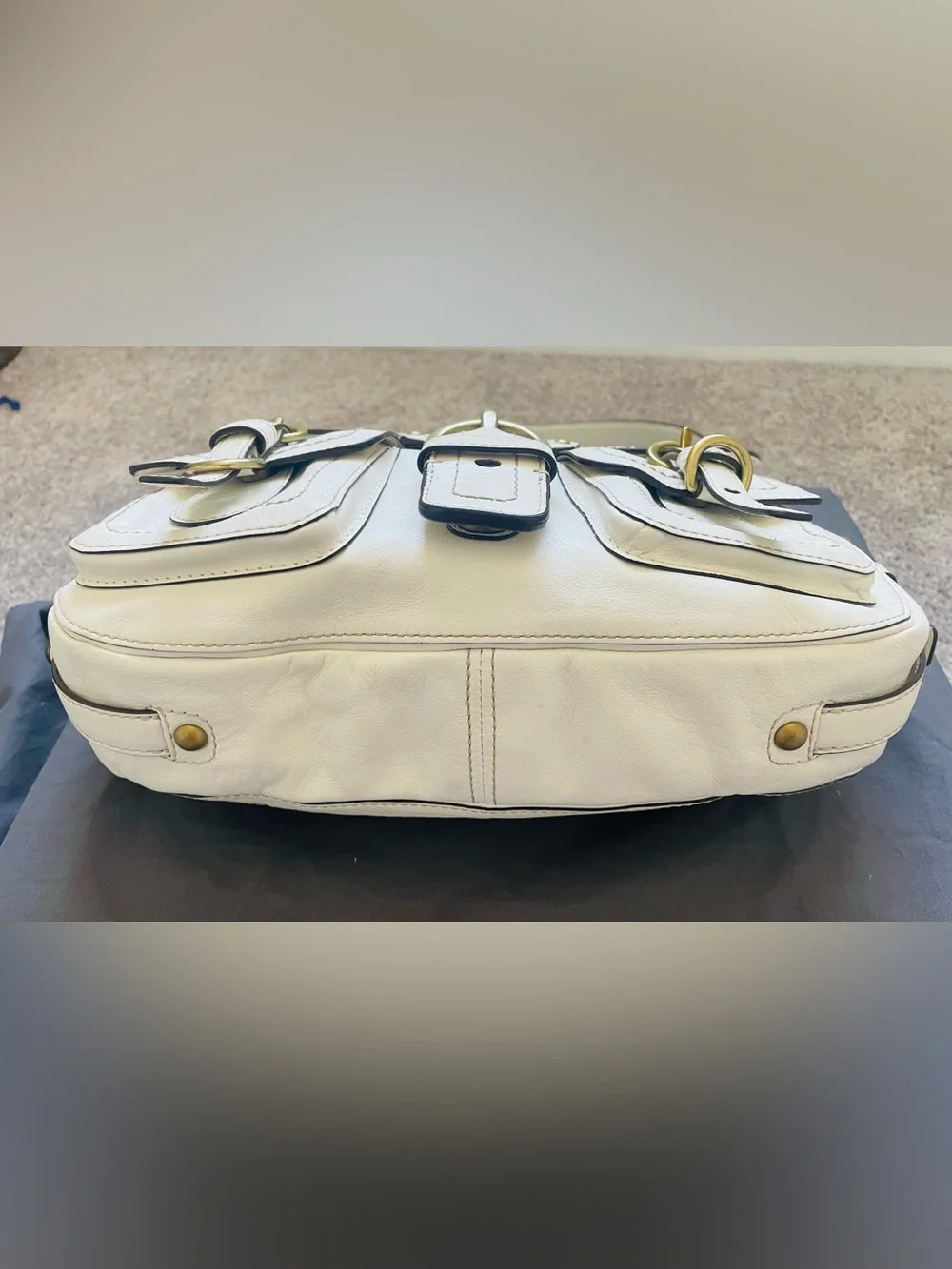 Coach Legacy Garcia Buckle Ivory leather Shoulder Bag (Preowned)